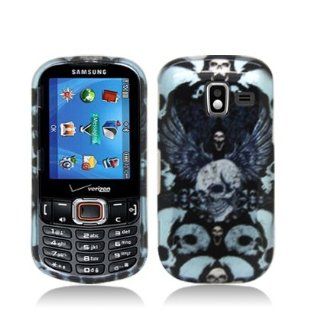 Aimo Wireless SAMU485PCIMT049 Hard Snap On Image Case for Samsung Intensity 3 U485   Retail Packaging   Blue Skulls Cell Phones & Accessories