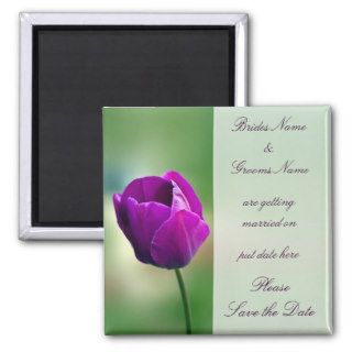 Purple Tulip Wedding Save The Date Magnet