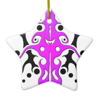 Tribal Mayan God Tattoo   pink purple Christmas Ornaments