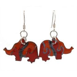 Red Enamel Elephant Earrings (Chile) Global Crafts Earrings