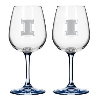 Illinois University Wine Glass Set of Two Kitchen & Dining