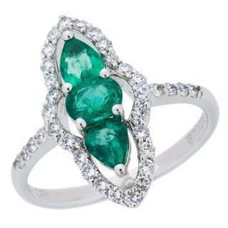 Emerald and Diamond ring in 14kt white gold Jewelry
