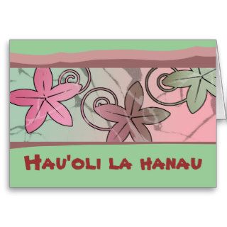 Pink and Green Hawaiian Happy Birthday Card