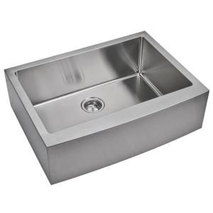 Water Creation Apron Front Small Radius Stainless Steel 30x22x10 0 Hole Single Bowl Kitchen Sink in Satin Finish SS AS 3022B
