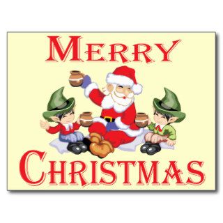 Santa & the Elves Christmas Toast Post Cards
