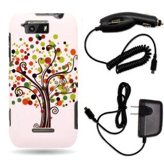 CoverON Motorola Photon Q 4G LTE Hard Plastic Slim Case Bundle with Black Micro USB Home Charger & Car Charger   Contempo Tree Cell Phones & Accessories