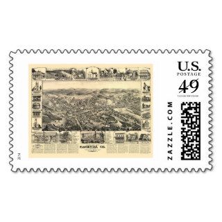 Placerville, CA Panoramic Map   1888 Postage Stamp