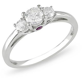 Miadora 14k Gold 1/2ct TDW Diamond and Pink Sapphire Ring (H I, I2 I3) Miadora Engagement Rings