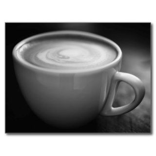 Black and White Latte Coffee Postcard