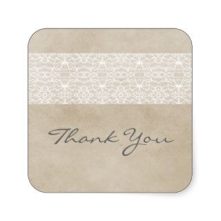 Ivory Rustic Lace Thank You Stickers