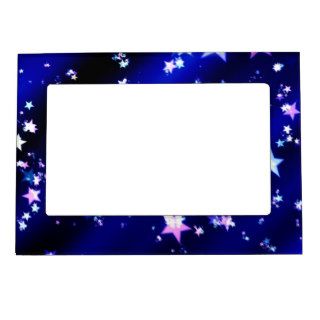White Stars on Blue Patterned Background Photo Frame Magnet