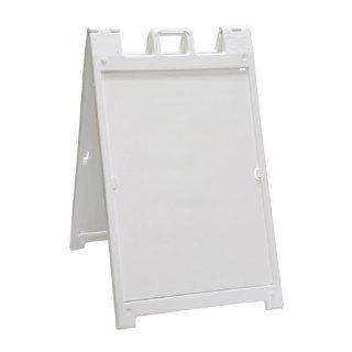Signicade Deluxe, White Color, 46.375"Hx27"Wx3"D accepts signage inserts, sandwich board Industrial Warning Signs