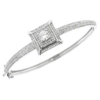 Silvertone with Rhodium over Brass Sparkling Micro Pave Clear Cubic Zirconia Jewelry