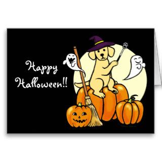 Halloween Yellow Labrador Cartoon 2 Cards