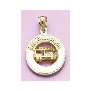 Gold Travel Charm Pendant 3 D San Francisco Disc W Cable Car Million Charms Jewelry