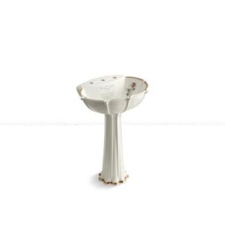 KOHLER Anatole Pedestal Bathroom Sink in Biscuit with Prairie Flowers Design K 14269 WF 96