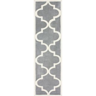 nuLOOM Handmade Luna Moroccan Trellis Grey Rug (2'8 x 10' Runner) Nuloom Runner Rugs