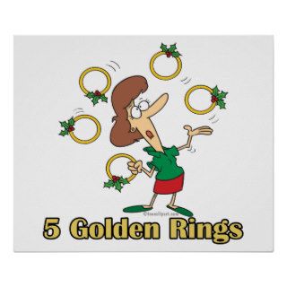 five golden gold rings 5th fifth day of christmas print