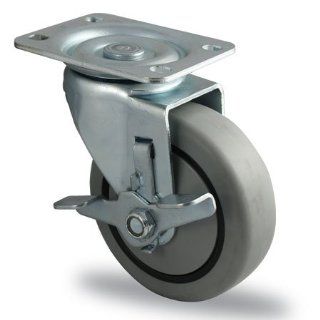 Faultless Series 400 7700 Caster   4" x 1 1/4" Thermoplastic Rubber on Plastic Wheel, Swivel with Brake, 493 4TG RB