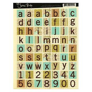 Summer Squares Blue Green Letters Cardstock Scrapbook Stickers (SRS494)