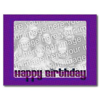 purple happy birthday postcard