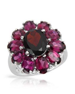 Sterling Silver 7.05 CTW Rhodolite Garnets Cocktail Women Ring. Ring Size 7. Total Item weight 7.1 g. Jewelry