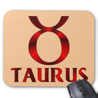 Red Taurus Horoscope Symbol Mouse Pad