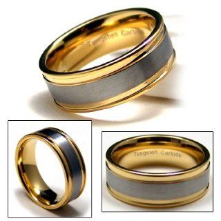9mm Mens Tungsten Carbide Gold Wedding Band Ring Jewelry