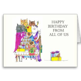 Happy Birthday All of Us, Cat Characters Greeting Card