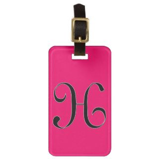 Monogram Letter H on Raspberry Tags For Luggage