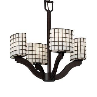 Justice Design Group WGL 8970 MBLK Matte Black Wire Glass 4 Light Single Tier Chandelier from the Wire Glass  Collection    