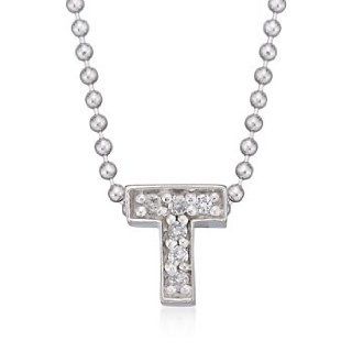 Diamond Accent Initial "T" Pendant Necklace. 16" Jewelry