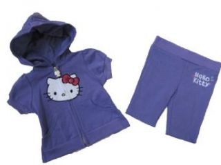 Hello Kitty Terry Capri Pants with Hoodie Girls Size 12 Months Purple Clothing
