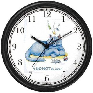 Gray Cat with Toy Mouse   Cat Cartoon or Comic   JP Animal Wall Clock by WatchBuddy Timepieces (Hunter Green Frame)  