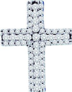 0.50 Carat (ctw) Diamond Cross Pendant set in 14k White Gold PR01 2656 Jewelry