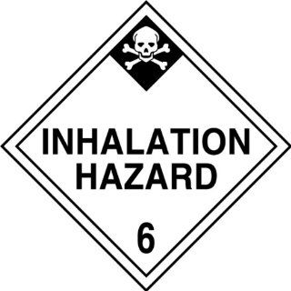 Accuform Signs MPL603VS25 Adhesive Vinyl Hazard Class 6 DOT Placard, Legend "INHALATION HAZARD 6" with Graphic, 10 3/4" Width x 10 3/4" Length, Black on White (Pack of 25) Industrial Warning Signs