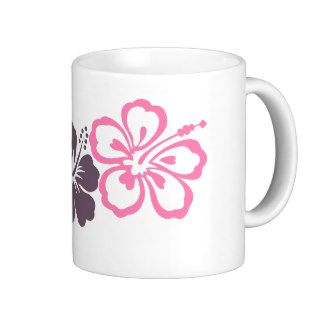 gray and pink hibiscus Hawaiian  theme Mug