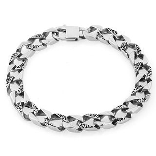 Stainless Steel Cheetah Square Link Bracelet West Coast Jewelry Men's Bracelets