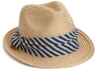Hat Attack Women's Weekend Raffia Fedora Hat, Natural/Indigo, One Size