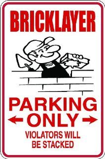 (Occ25) Bricklayer Worker Occupation 9"x12" Aluminum Novelty Parking Sign  Yard Signs  Patio, Lawn & Garden