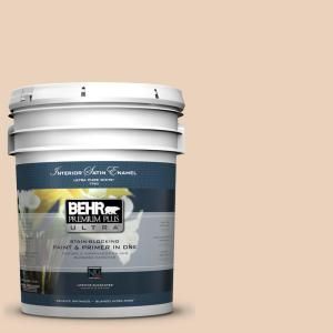 BEHR Premium Plus Ultra 5 gal. #T14 2 South Peach Satin Enamel Interior Paint 775005