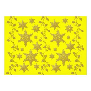 Elegant Christmas snowflakes party gold yellow Custom Invitations