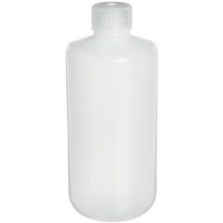 Nalgene 332089 0016 Narrow Mouth Sample Bottle, HDPE, Bulk Pack, 500mL (16 ounce) (Case of 125) Science Lab Wash Bottles