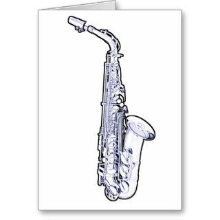 Saxophone Line Drawing Greeting Card