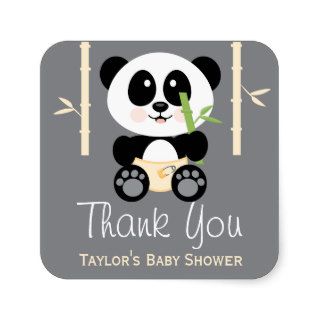 Yellow Bamboo Panda Baby Shower Thank You Stickers