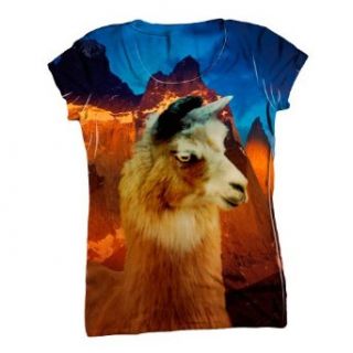Yizzam Women's AnimalShirtsUSA  Andes Llama Sunset  Tagless T Shirt Novelty T Shirts Clothing