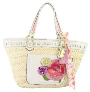 Authentic Coach Poppy Natural Straw Floral Flower Applique Basket Purse 16707 Clothing