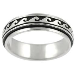 Tressa Sterling Silver Men's Wave Spinner Ring Tressa Men's Rings