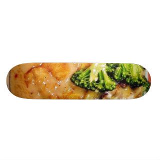 Catfish Broccoli Piccata Food Cooking Dinner Skate Deck