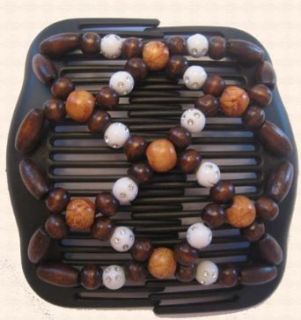 HAIR BLING BROWN WOOD BEADS BEADED DOUBLE COMB 31 [Apparel] Clothing